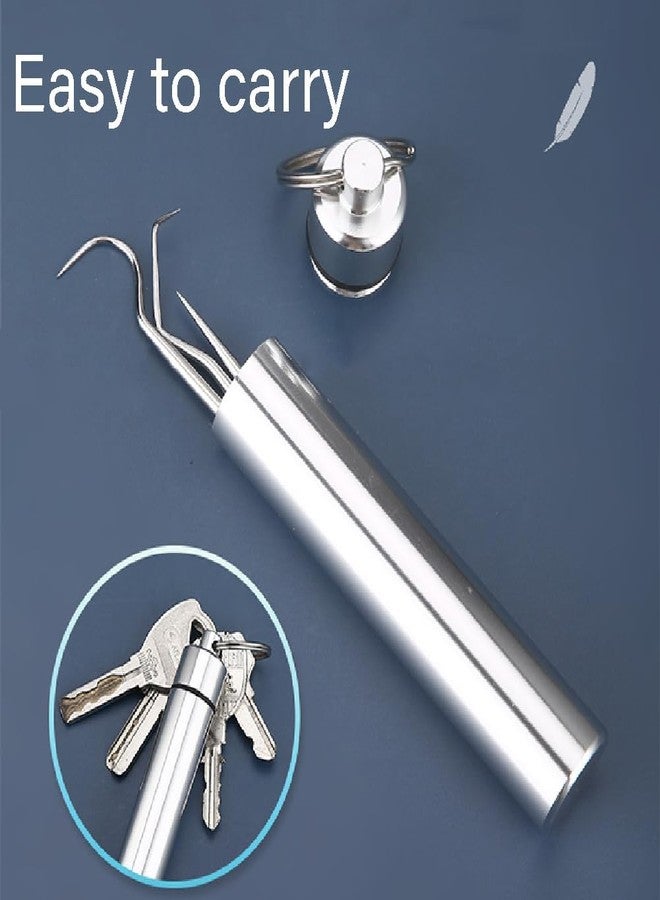 Cuzenal 7 Pcs Stainless Steel Dental Floss Toothpicks Set With Aluminum Tube - Portable Teeth Cleaning Picks Flosser for Personal Care and Braces - Image 5